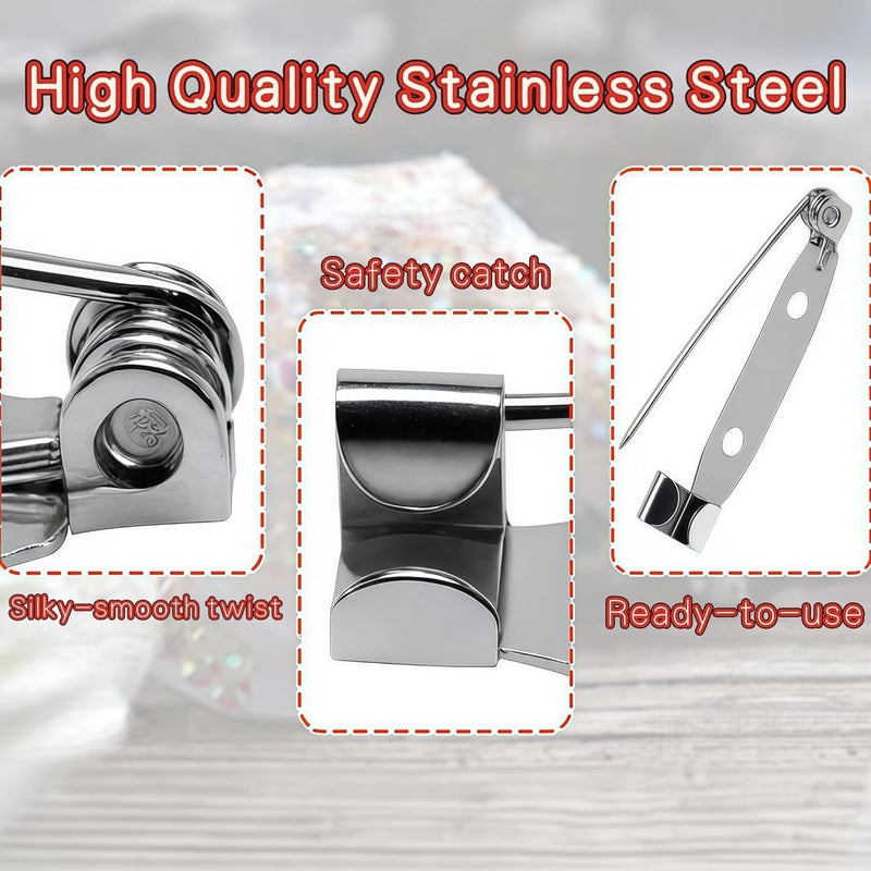 Pretwad 120pcs Brooch Pin Backs Kit - 4 Sizes Silver Bar Pins & Clasp Backings for Jewelry Making, Badges, Crafts, Name Tags and DIY Accessories - Image 4